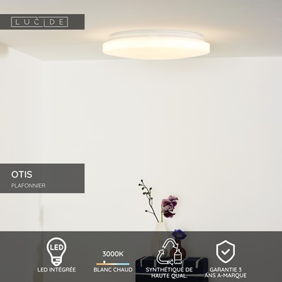 Lucide OTIS - Plafonnier - Ø 34 cm - LED - 1x24W 3000K - Opalin